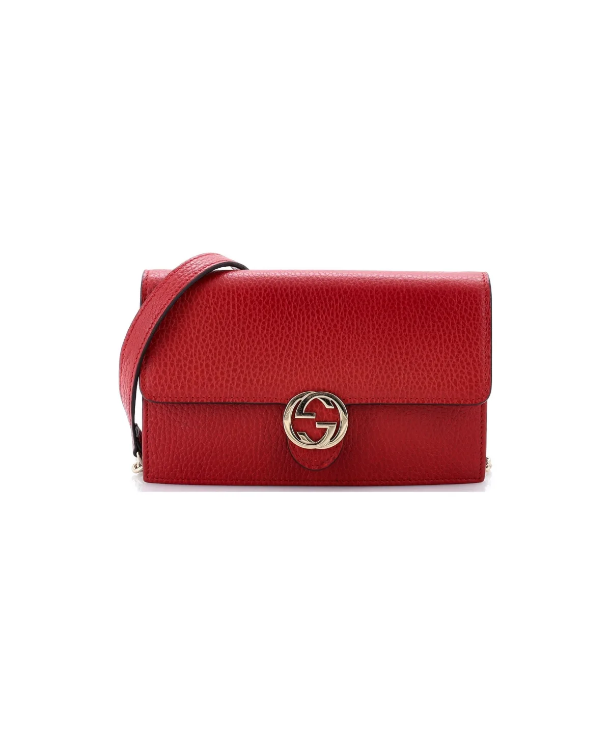 Pre-Owned Interlocking Wallet on Chain Leather by Gucci