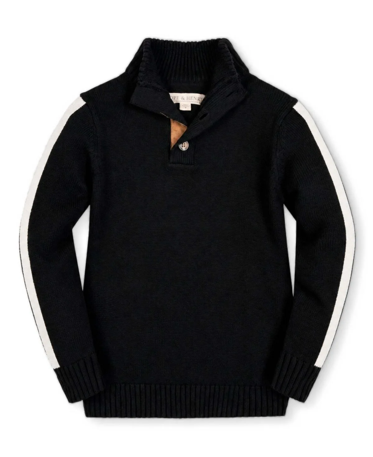 Mock-Neck Sleeve-Stripe Sweater by Hope & Henry