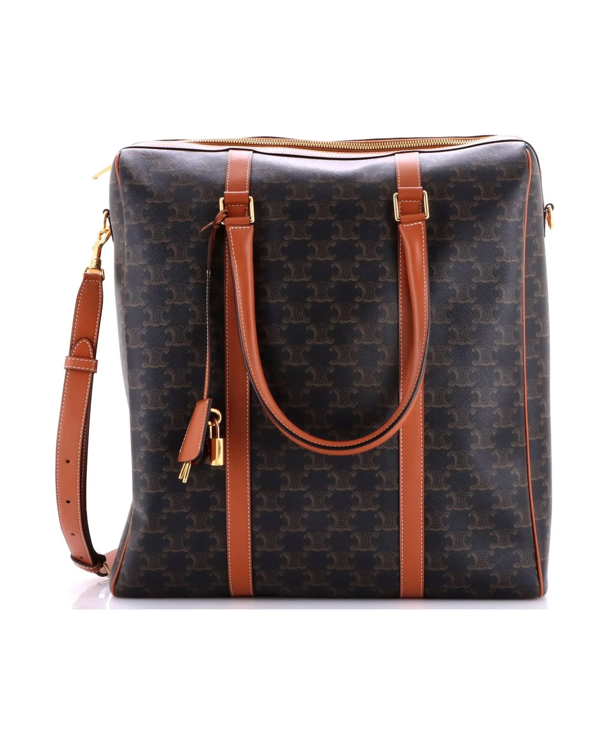Pre-Owned Celine Vertical Boston Bag Triomphe Coated Canvas by Celine