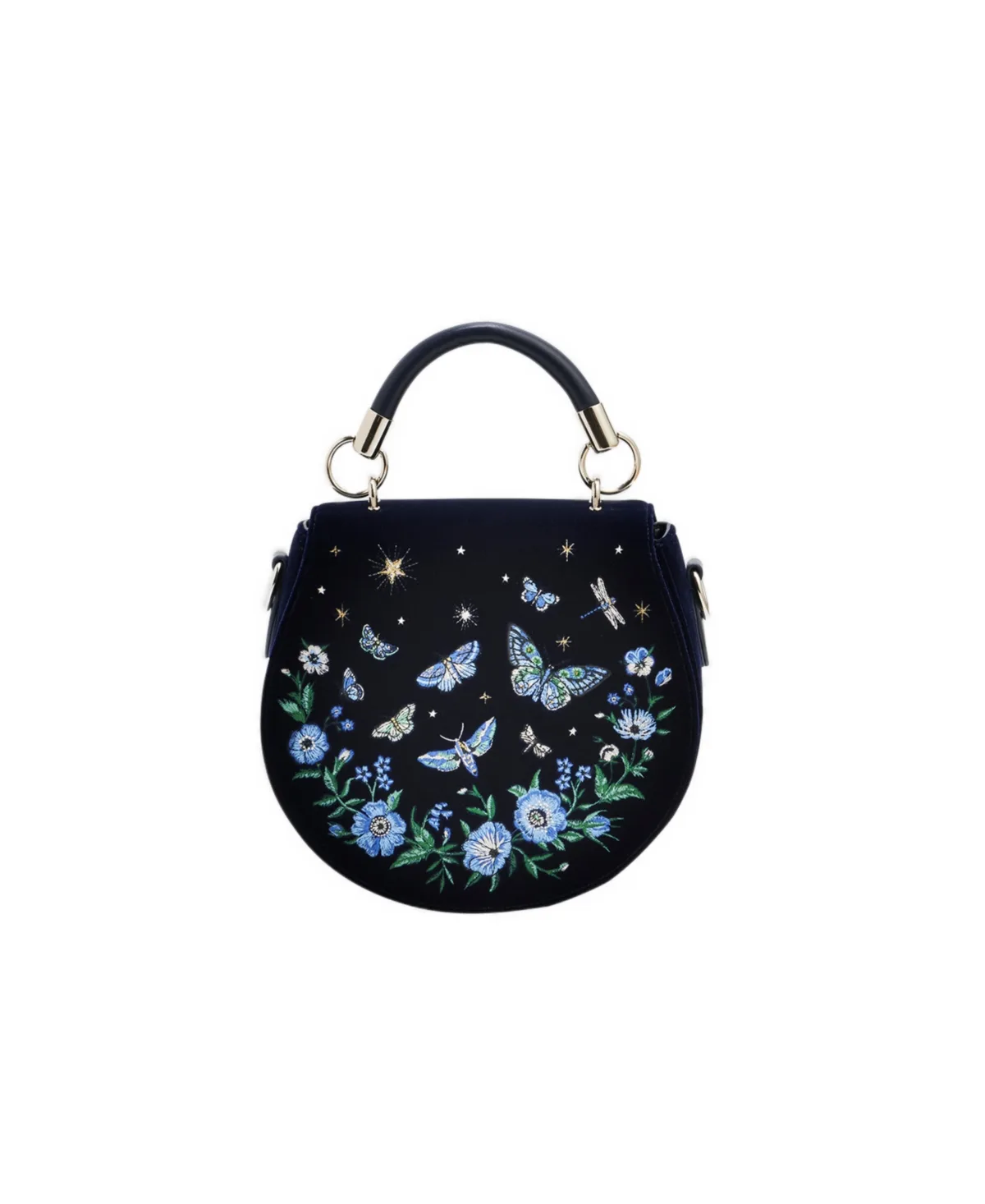 Charlotte Butterfly Embroidered Saddle Bag by Fable England