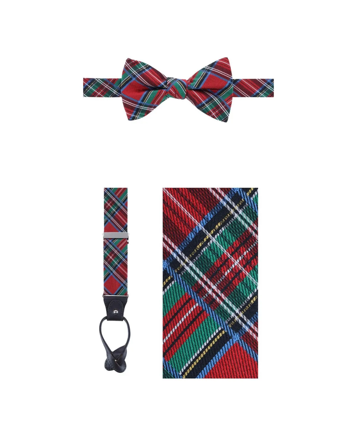 Nicholas Tartan Plaid Silk Suspenders and Bow Tie, 2-Piece Set by Trafalgar