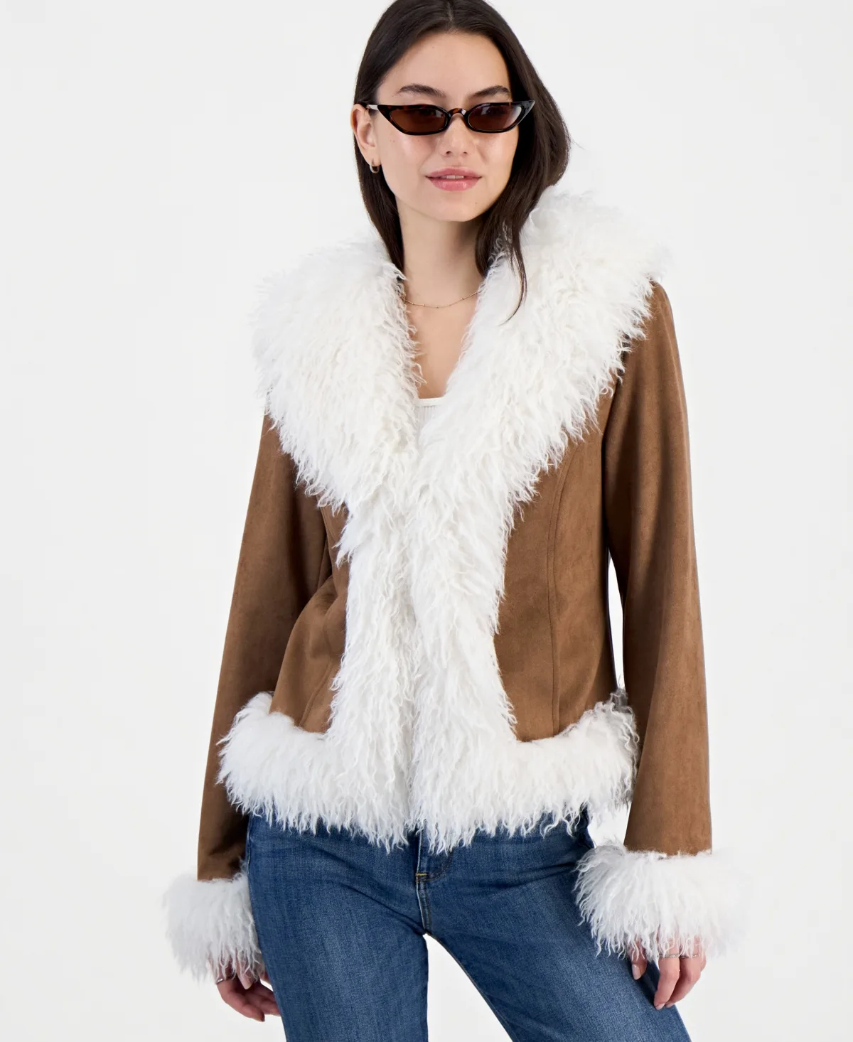 Faux Suede Shawl-Collar Jacket by Madden Girl