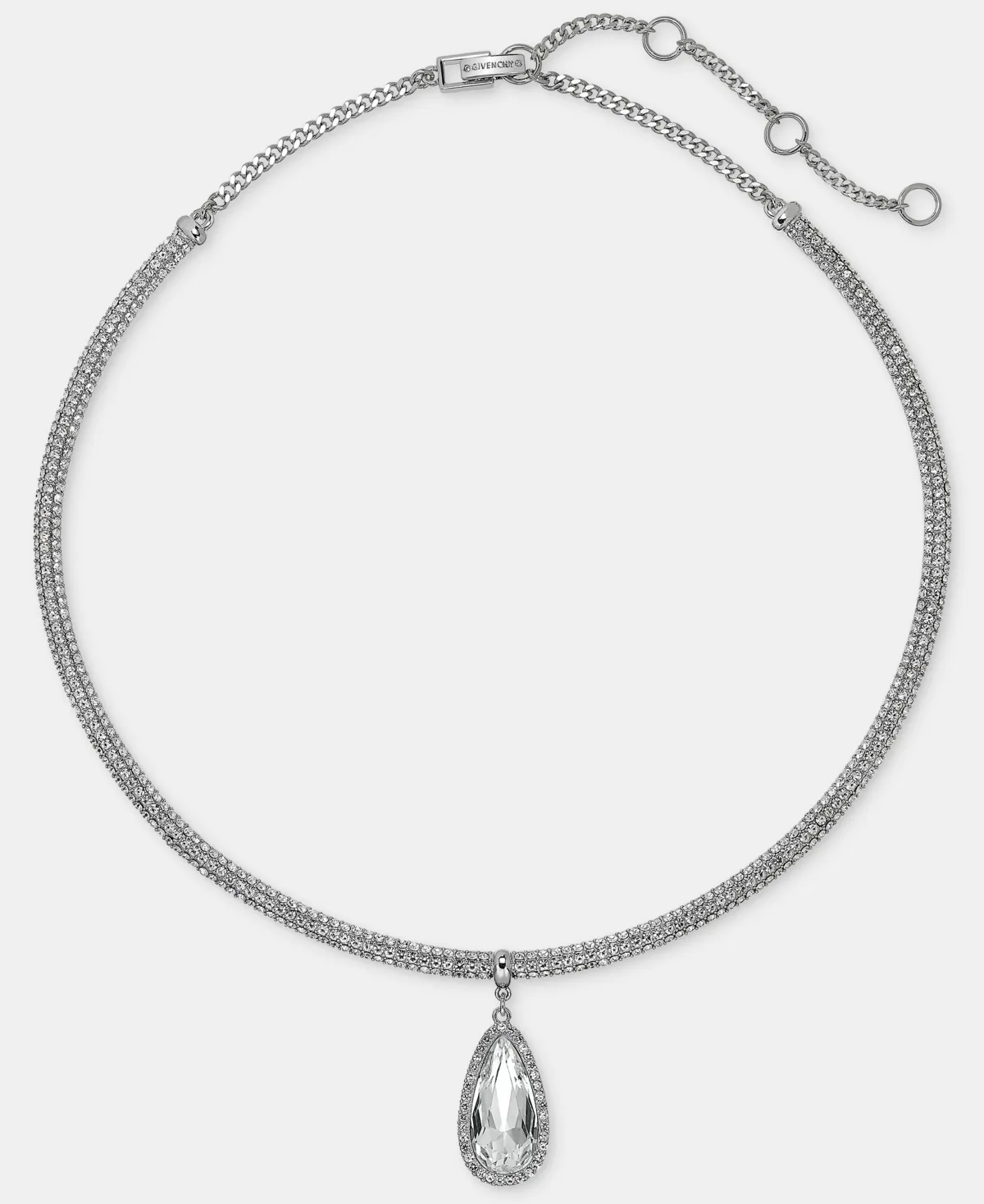 Silver-Tone Crystal Pear Stone 16" Choker Pendant Necklace by GIVENCHY