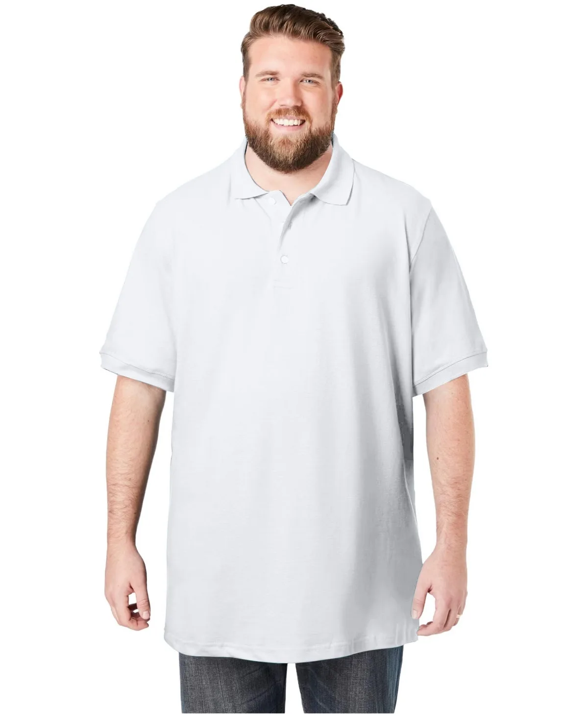 Longer-Length Shrink-Less Cotton Polo Shirt by Kingsize
