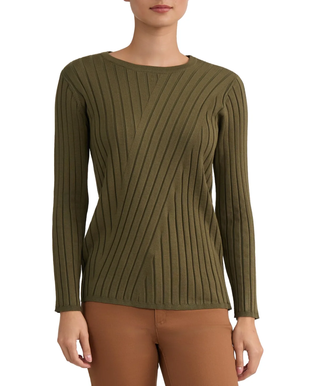 Jones New York Crewneck Long-Sleeve T-Shirt by Jones New York