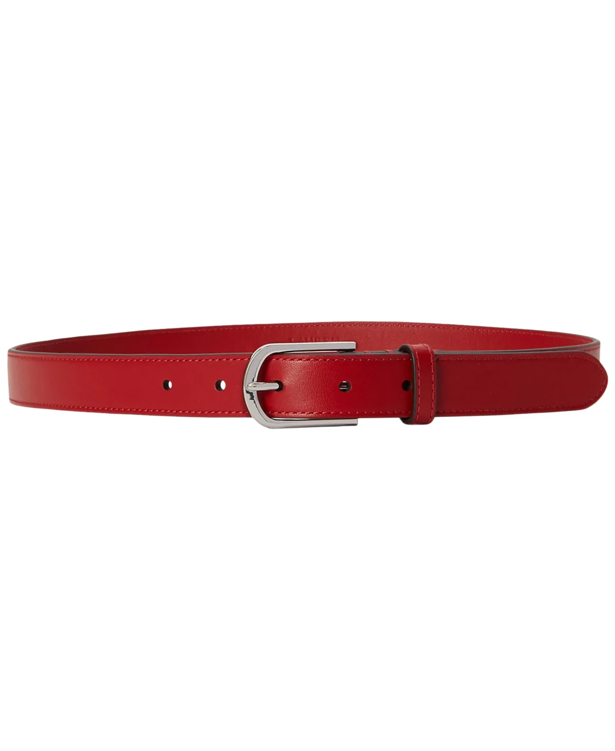 Lauren Ralph Lauren Rounded Buckle Leather Skinny Belt by Ralph Lauren