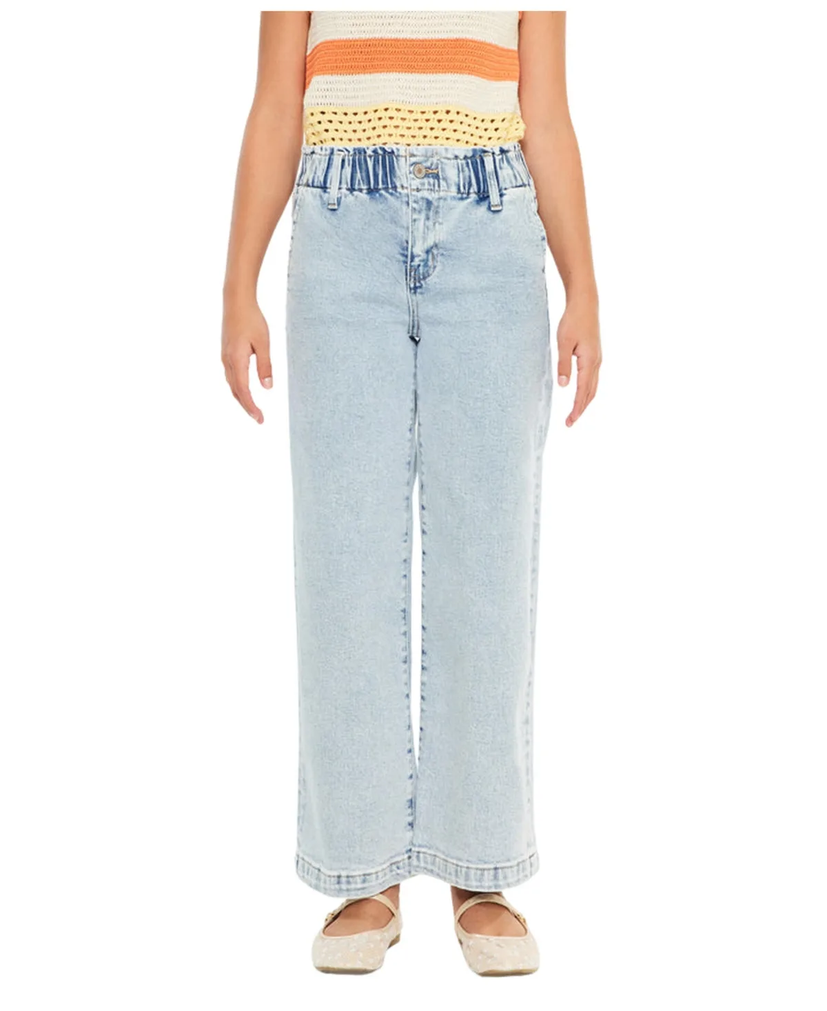 Rubi High-Rise Acid-Wash Wide-Leg Jeans by Kancan