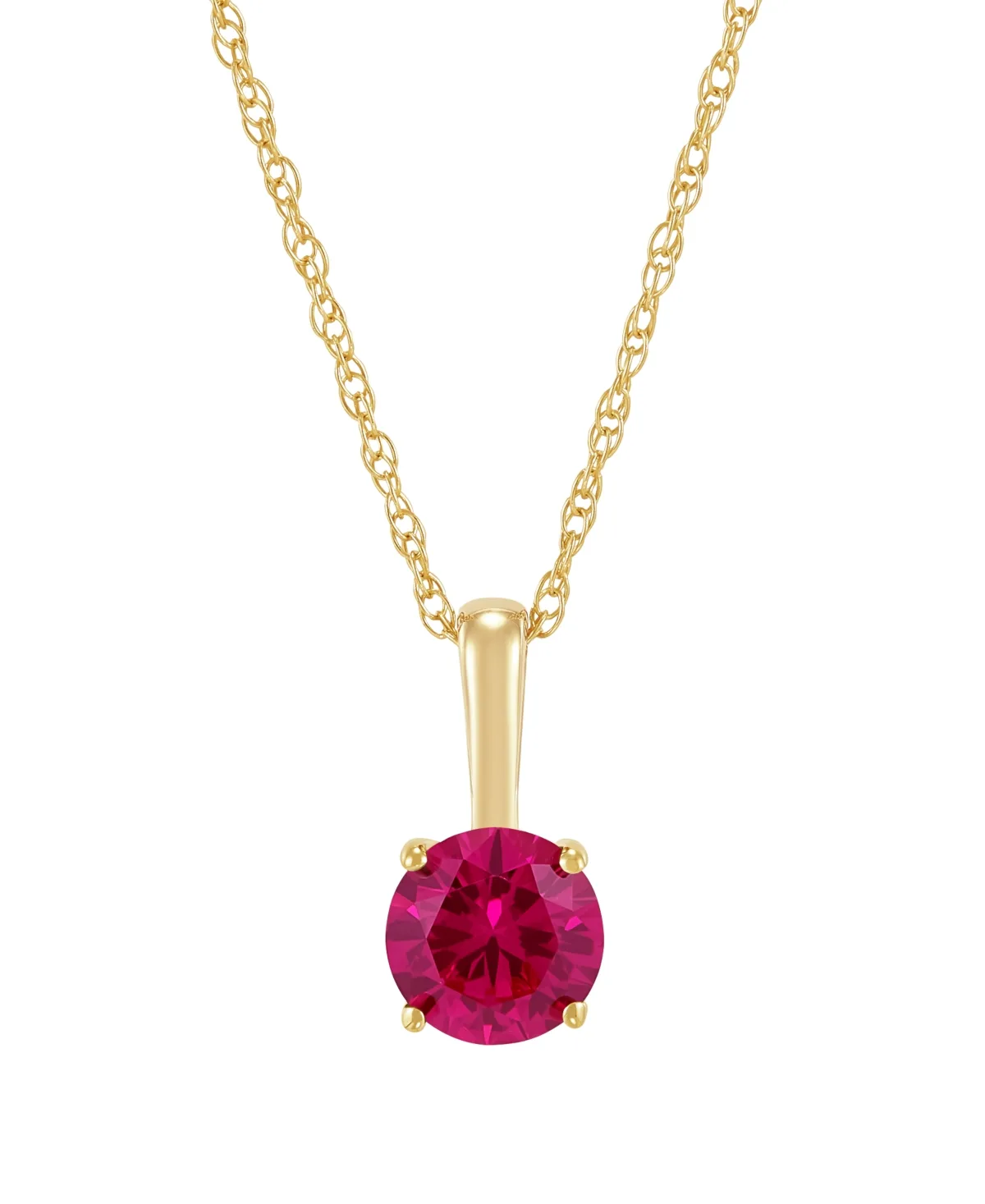 Cultured Freshwater Pearl and Lab-Grown White Sapphire (1/5 ct. t.w.) Pendant 18" Necklace in 10k Yellow Gold - Lab-Grown Ruby by Macy's