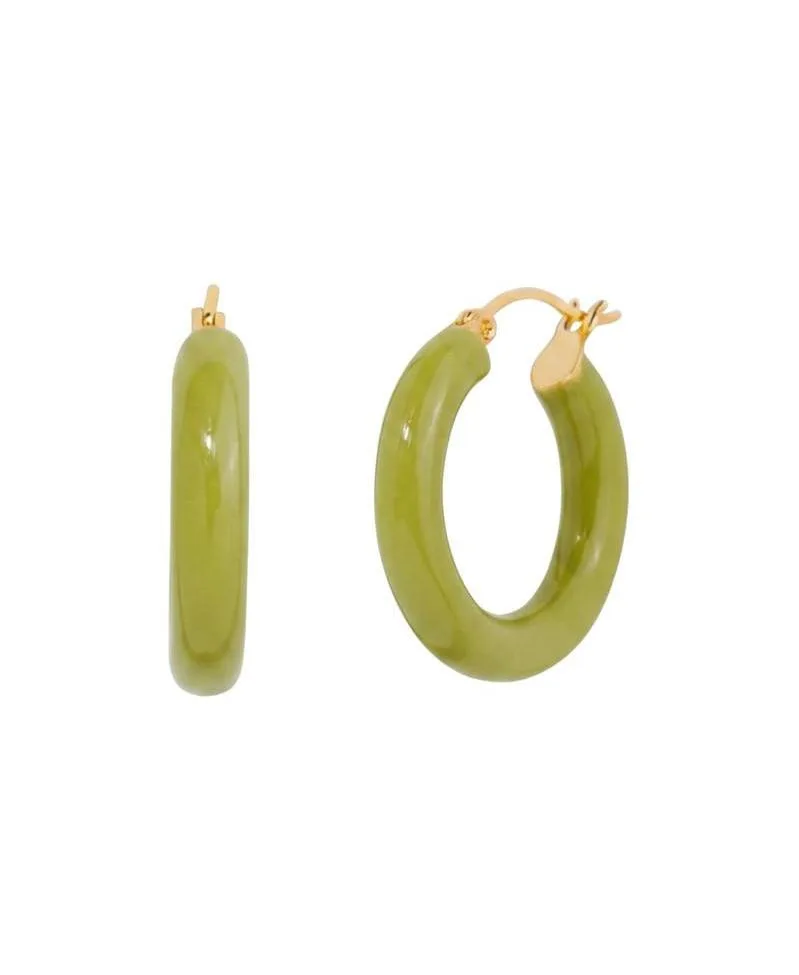 Sasha Olive Green Enamel Hoops