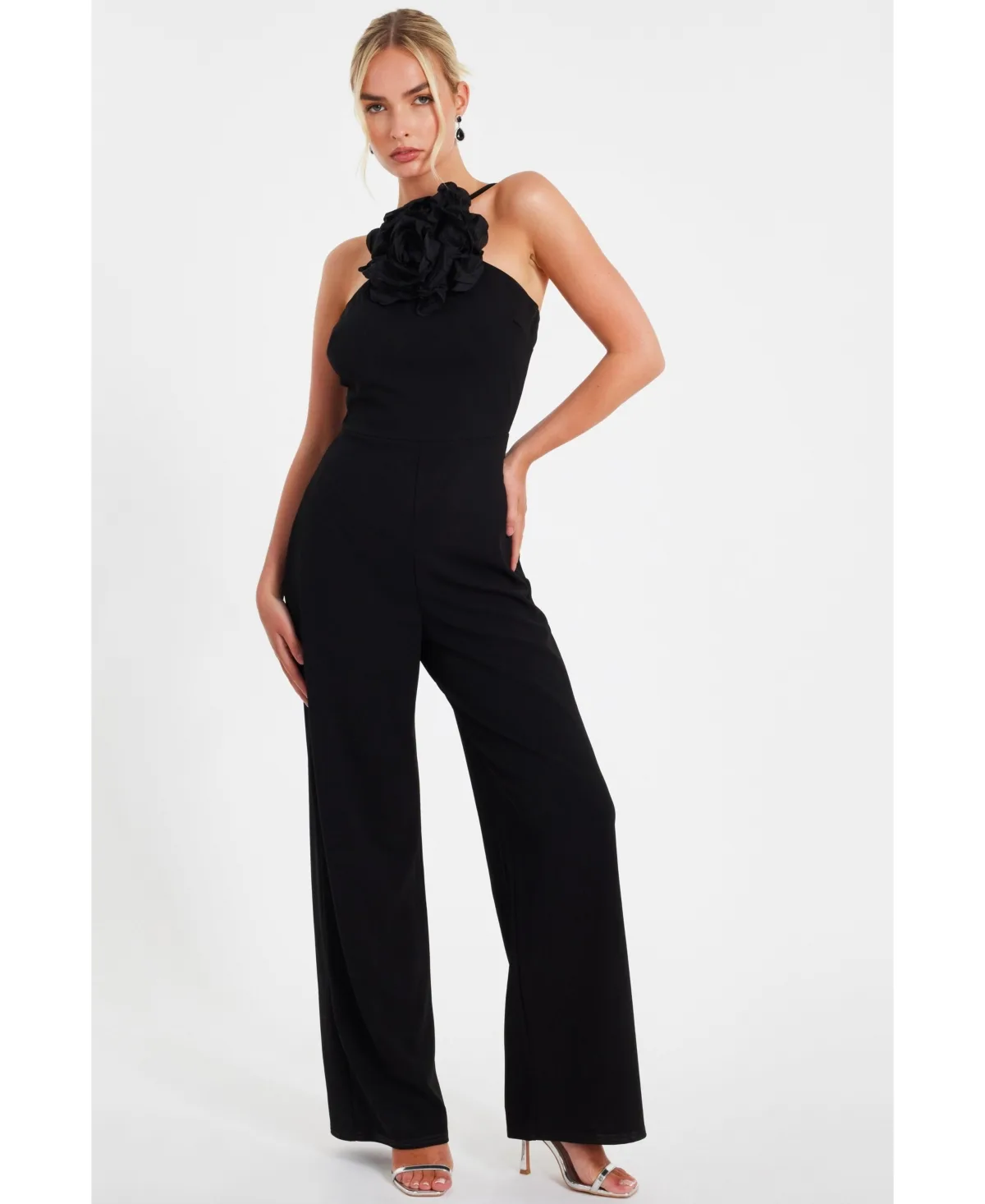 Scuba Crepe Halter Neck Jumpsuit by Quiz