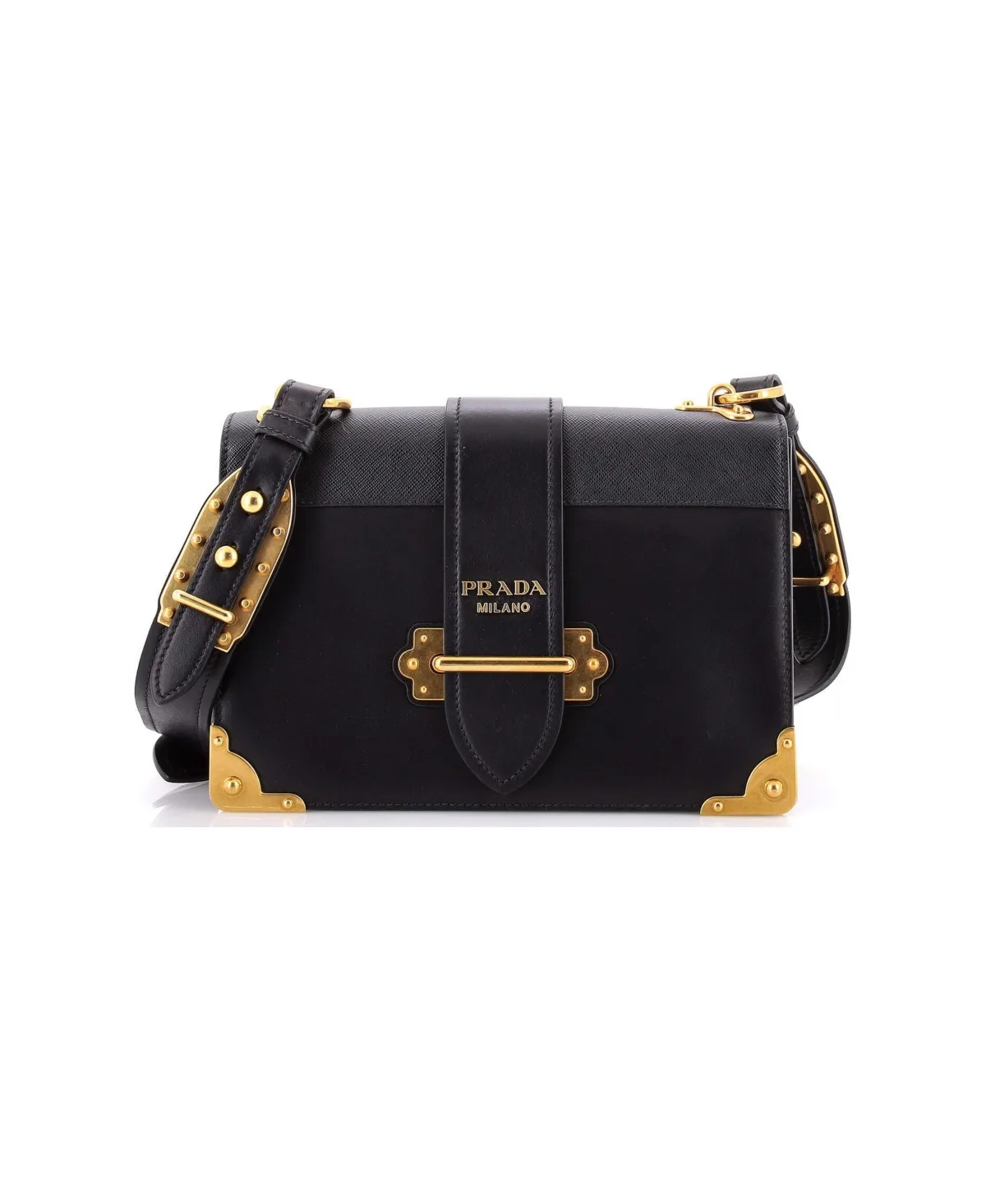 Pre-Owned Prada Large Cahier Crossbody Bag Leather and Saffiano Leather