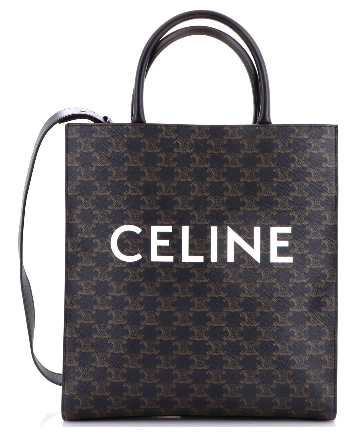 Pre-Owned Celine Medium Vertical Cabas Tote Triomphe Coated Canvas by Celine