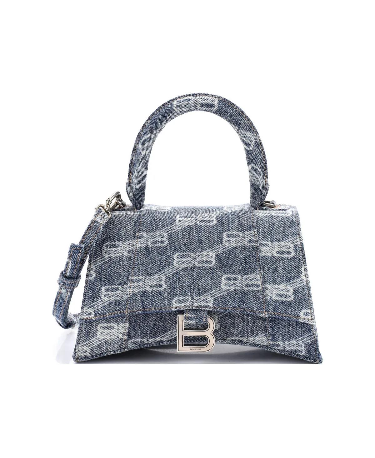 Pre-Owned Balenciaga Small Hourglass Top Handle Bag Bb Monogram Denim by Balenciaga