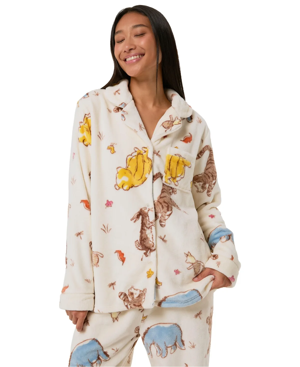 Disney Winnie the Pooh Long-Sleeve Fleece Pajama Set by Skinnydip London