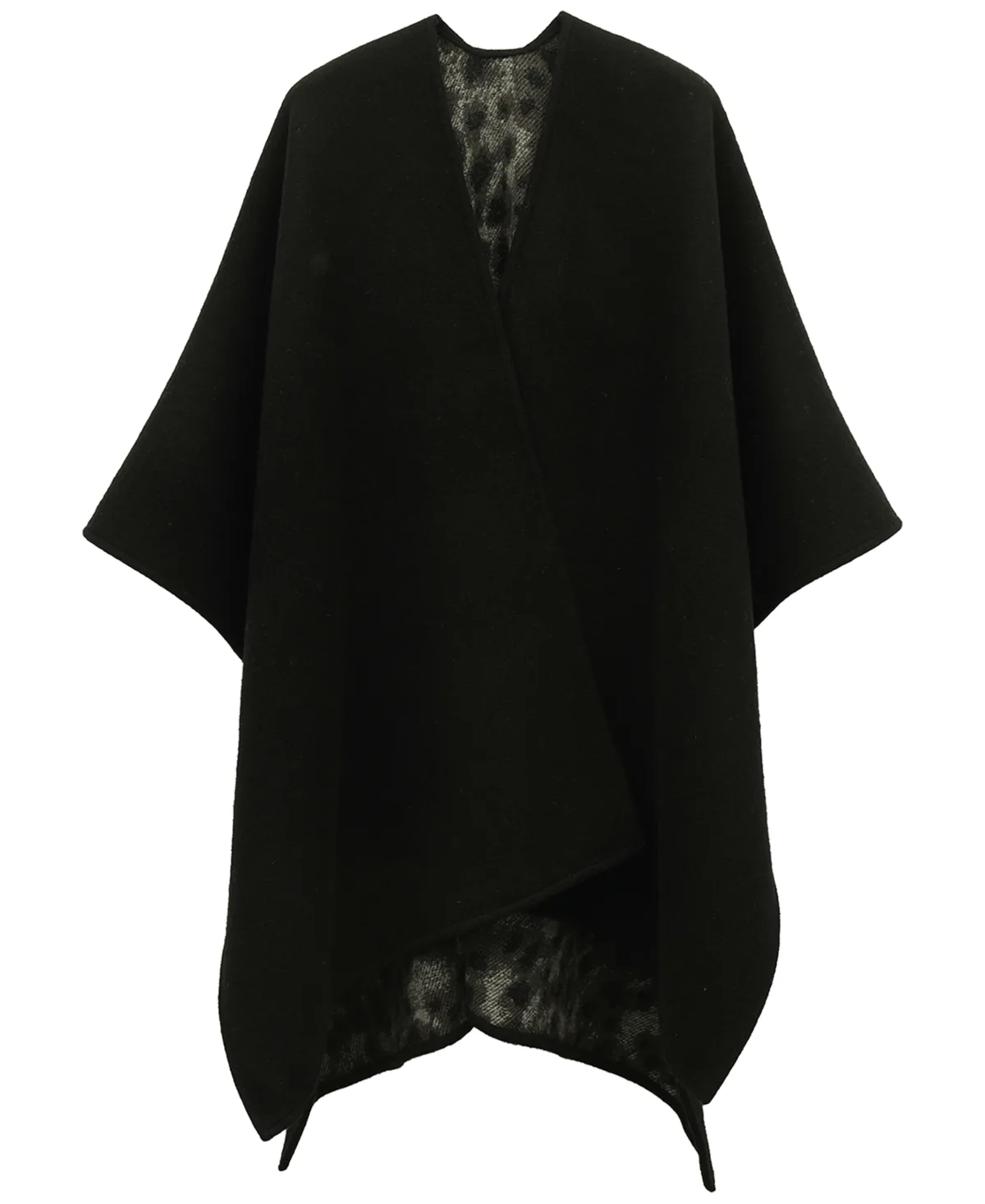 44W x 64L Double-Face Leopard-Print Hooded Ruana
