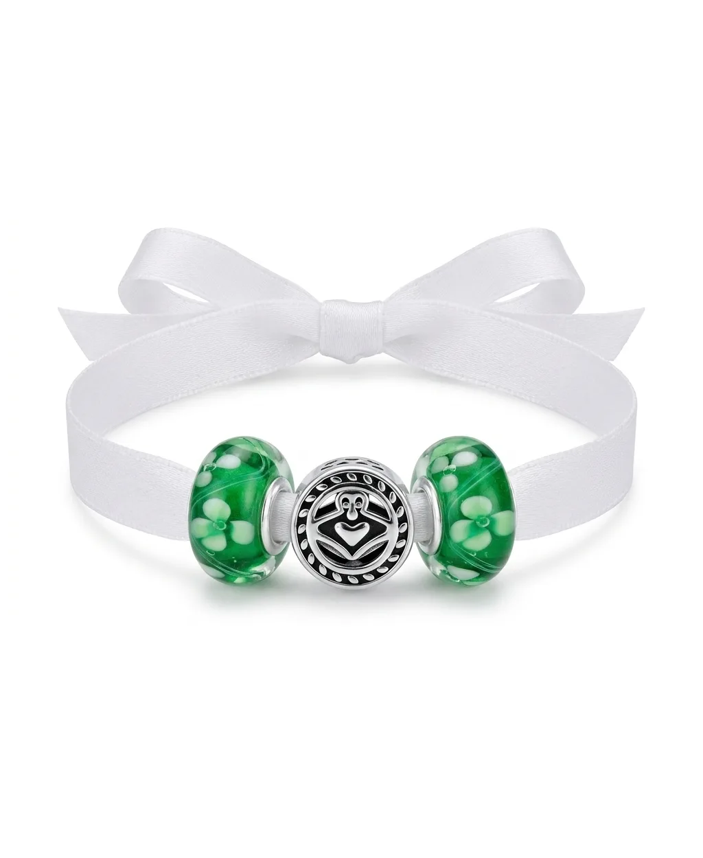 Celtic Green Clover Claddagh Love Charm Bead Set Glass.925 Sterling Silver by Bling Jewelry