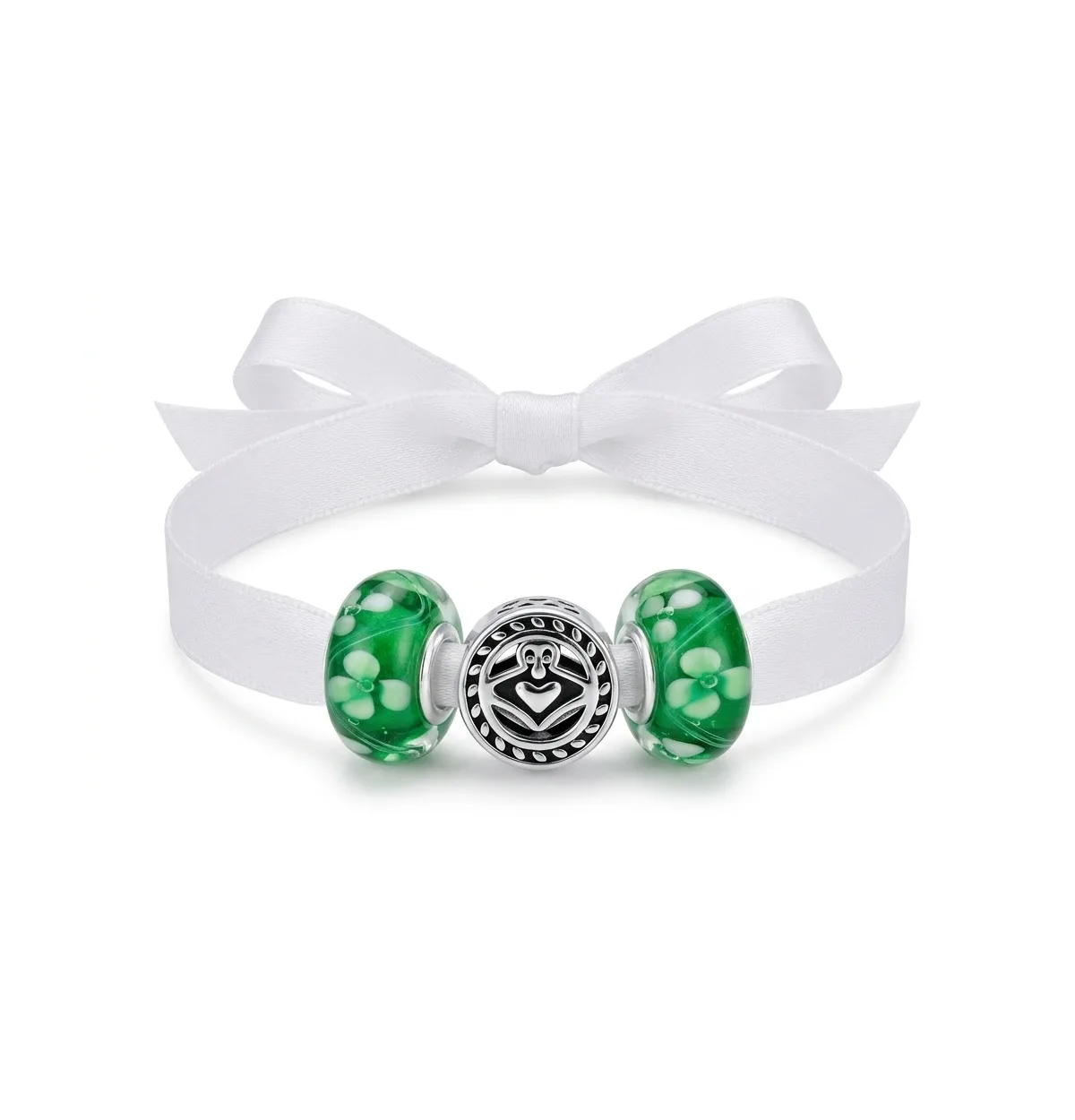 Celtic Green Clover Claddagh Love Charm Bead Set Glass.925 Sterling Silver by Bling Jewelry