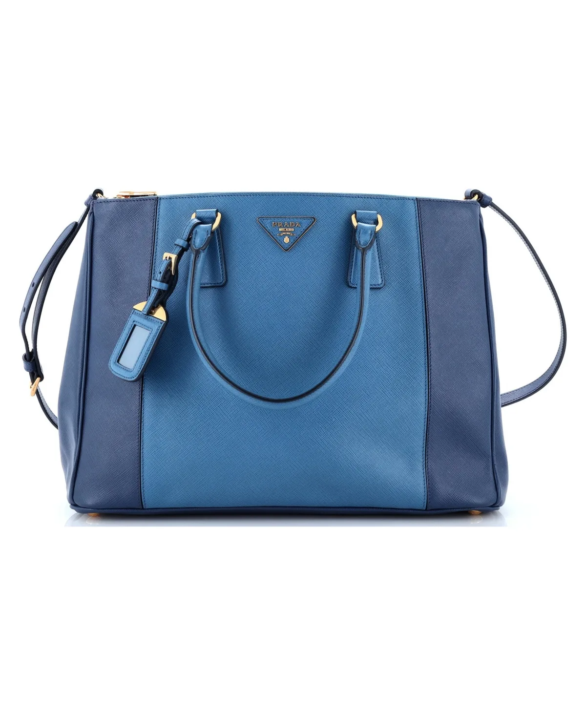 Pre-Owned Medium Bicolor Double Zip Lux Tote Saffiano Leather by Prada