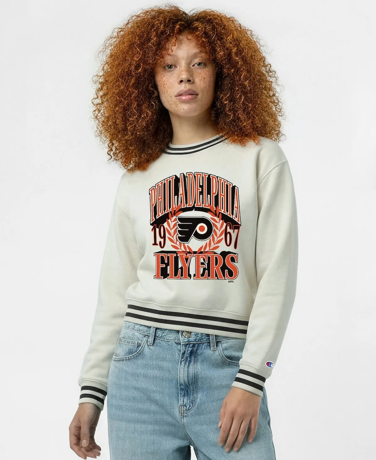 Philadelphia Flyers Bold Laurels Reverse Weave Yarn Crewneck Sweatshirt by Champion