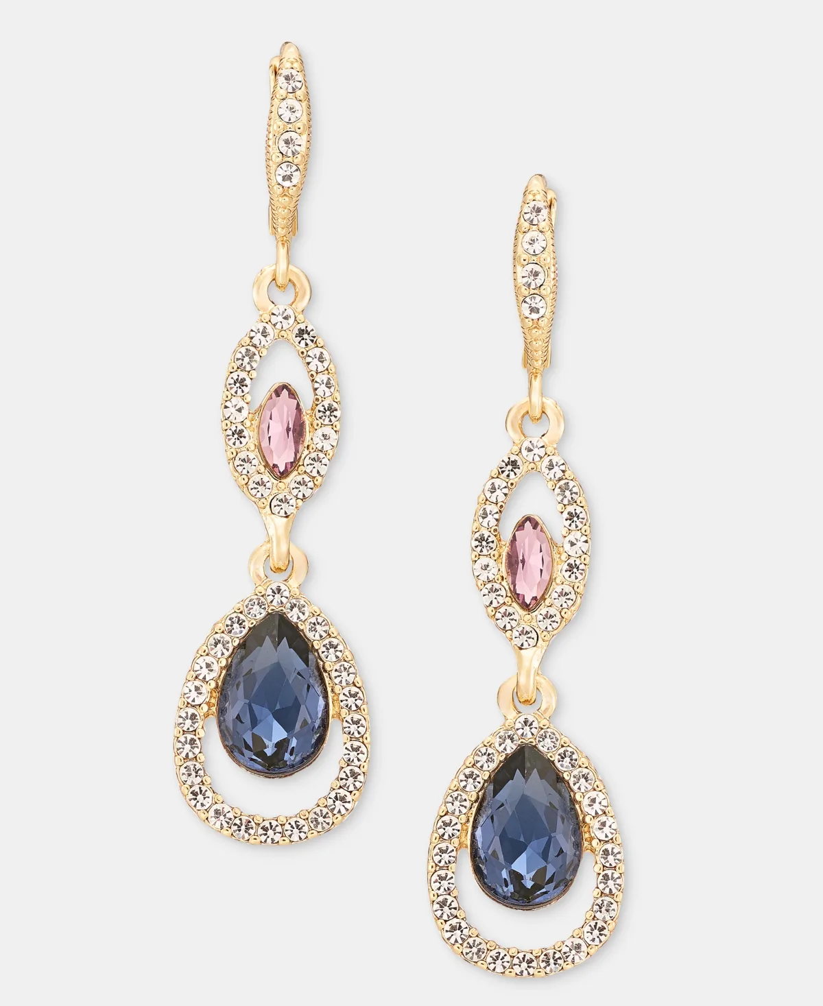 Gold-Tone Glass Drama Double Drop Earrings