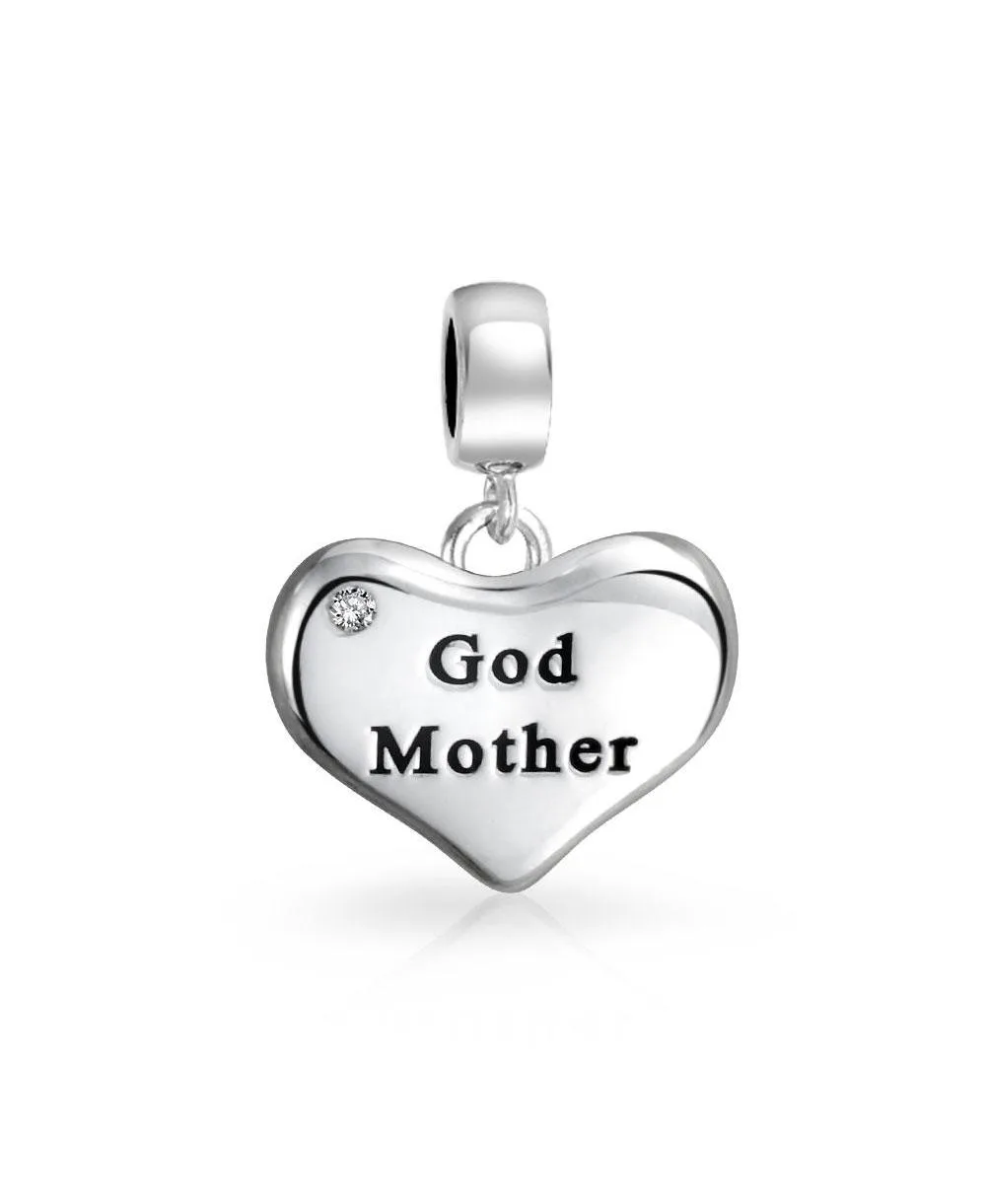 Crystal God Mother Heart Dangle Charm by Bling Jewelry