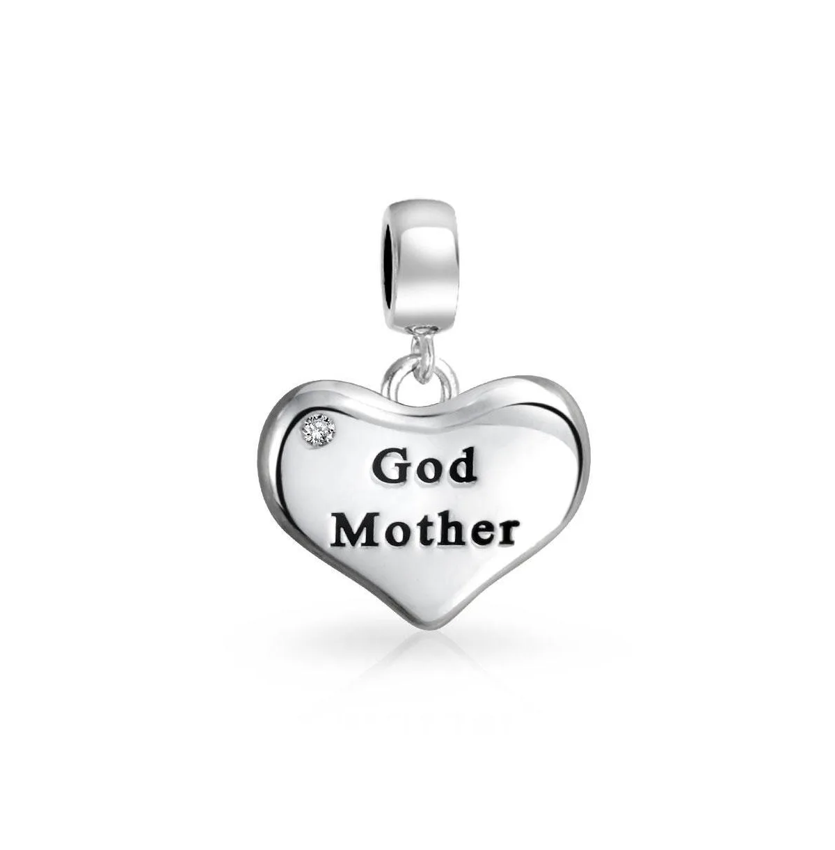Crystal God Mother Heart Dangle Charm by Bling Jewelry