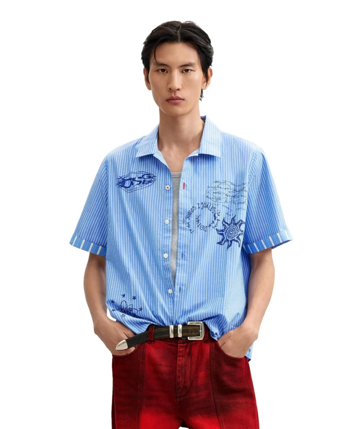Short Printed Cotton Shirt by Desigual
