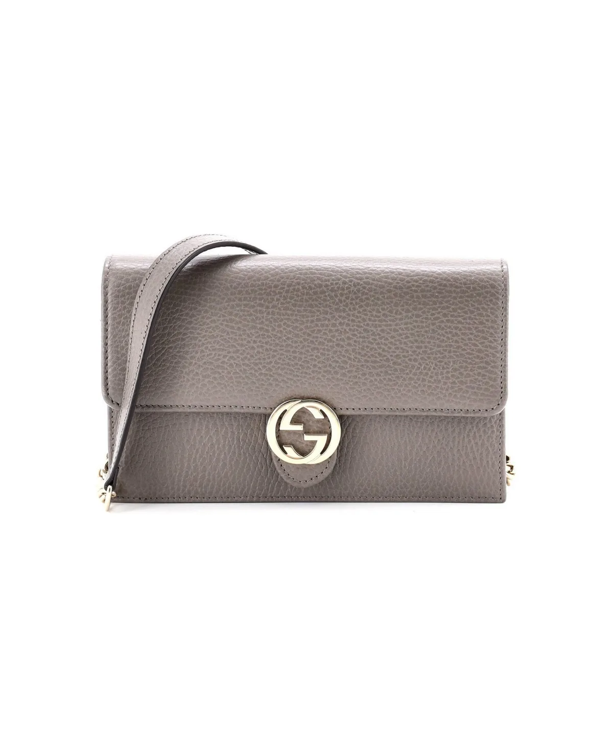 Pre-Owned Gucci Interlocking Wallet on Chain Leather