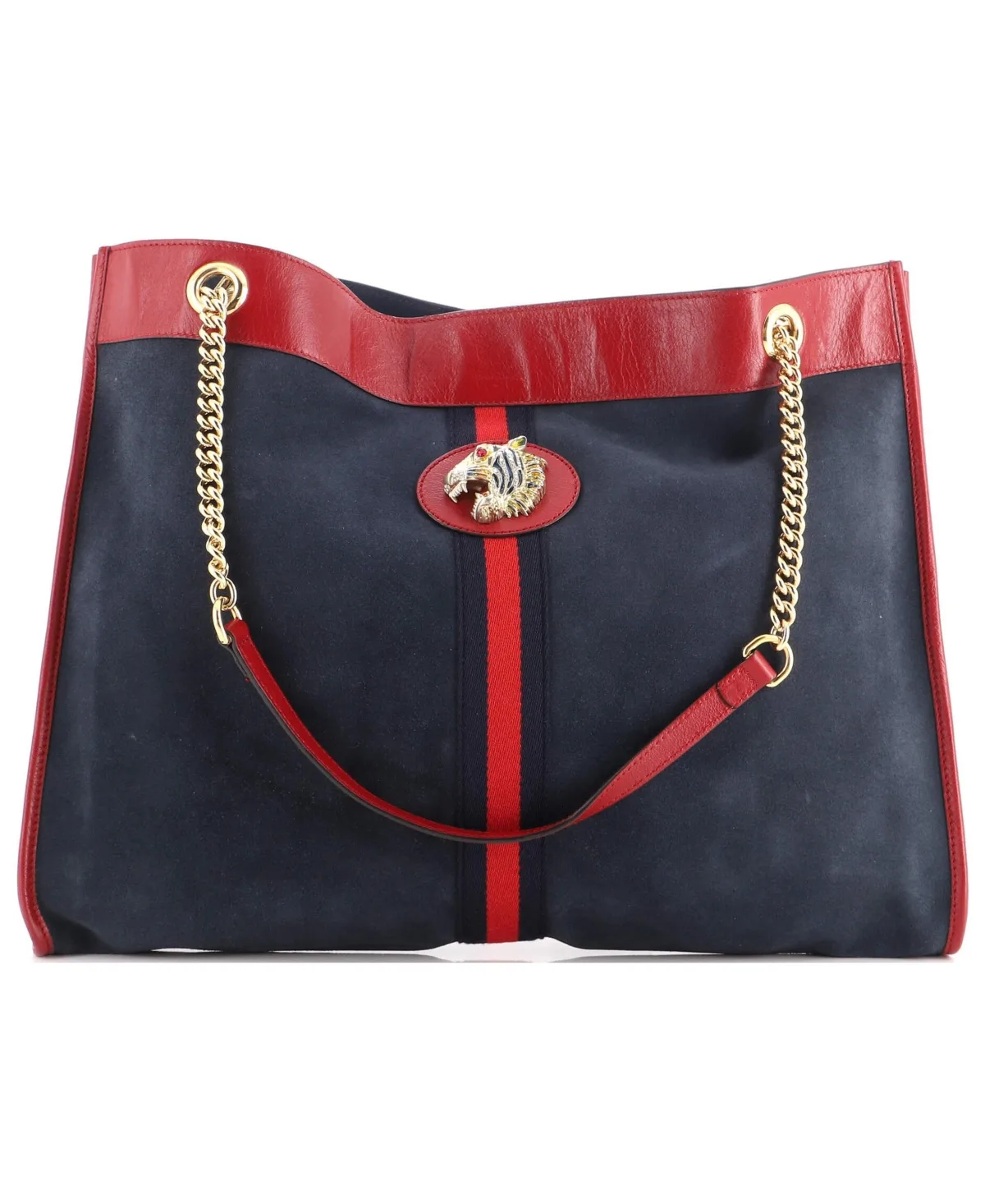Pre-Owned Gucci Large Rajah Chain Tote Suede by Gucci