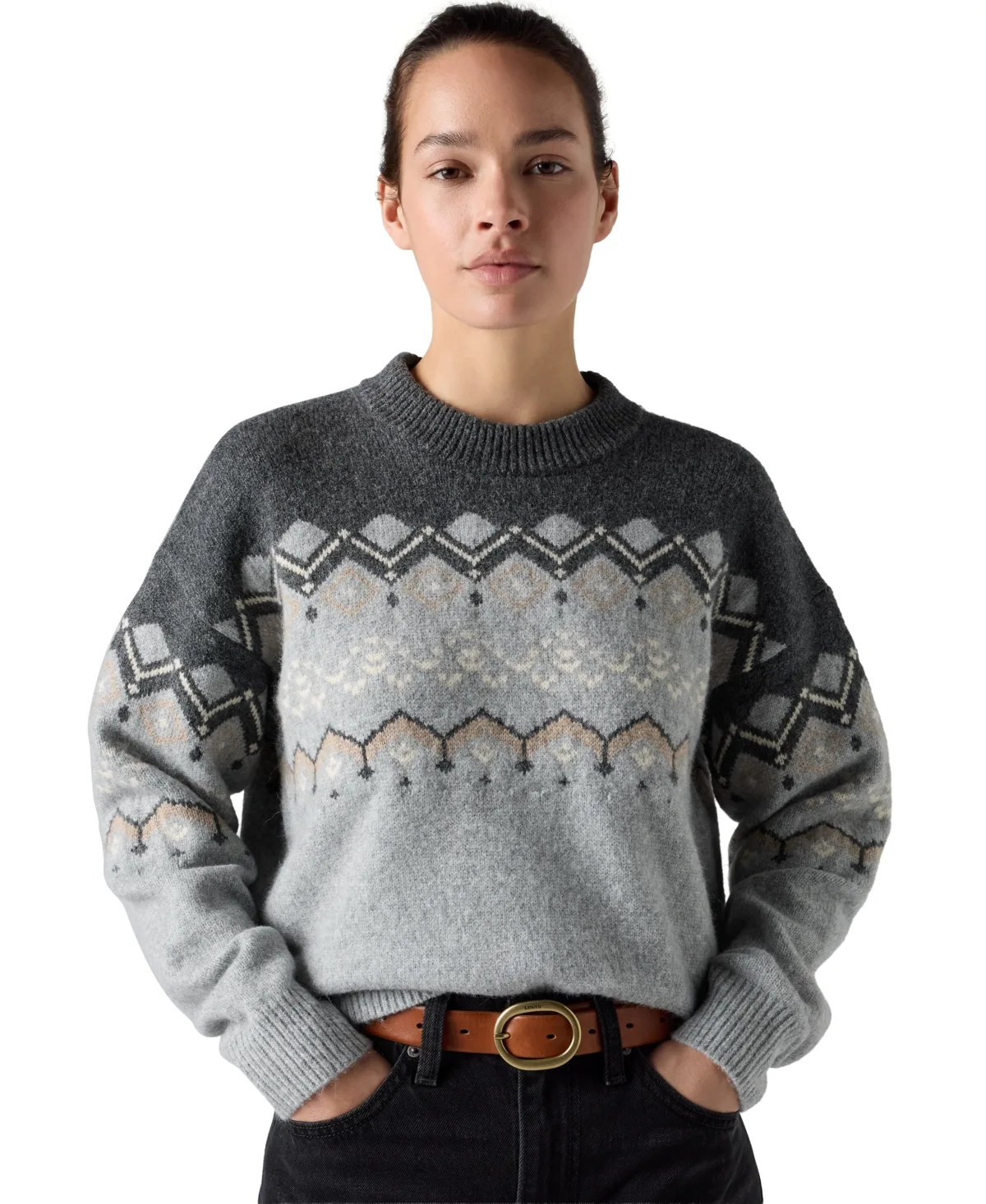 Charlotte Fair-Isle Crewneck Long-Sleeve Sweater