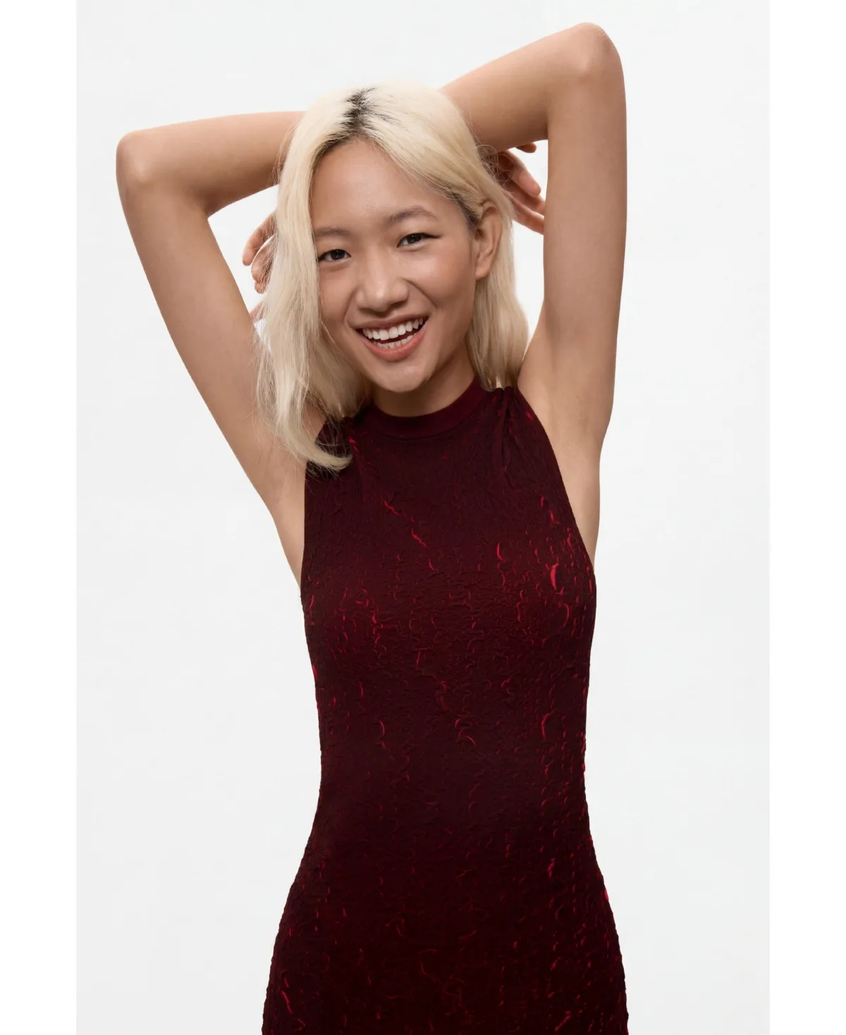 Mock Neck Metallic Sleeveless Knit T-Shirt by Desigual