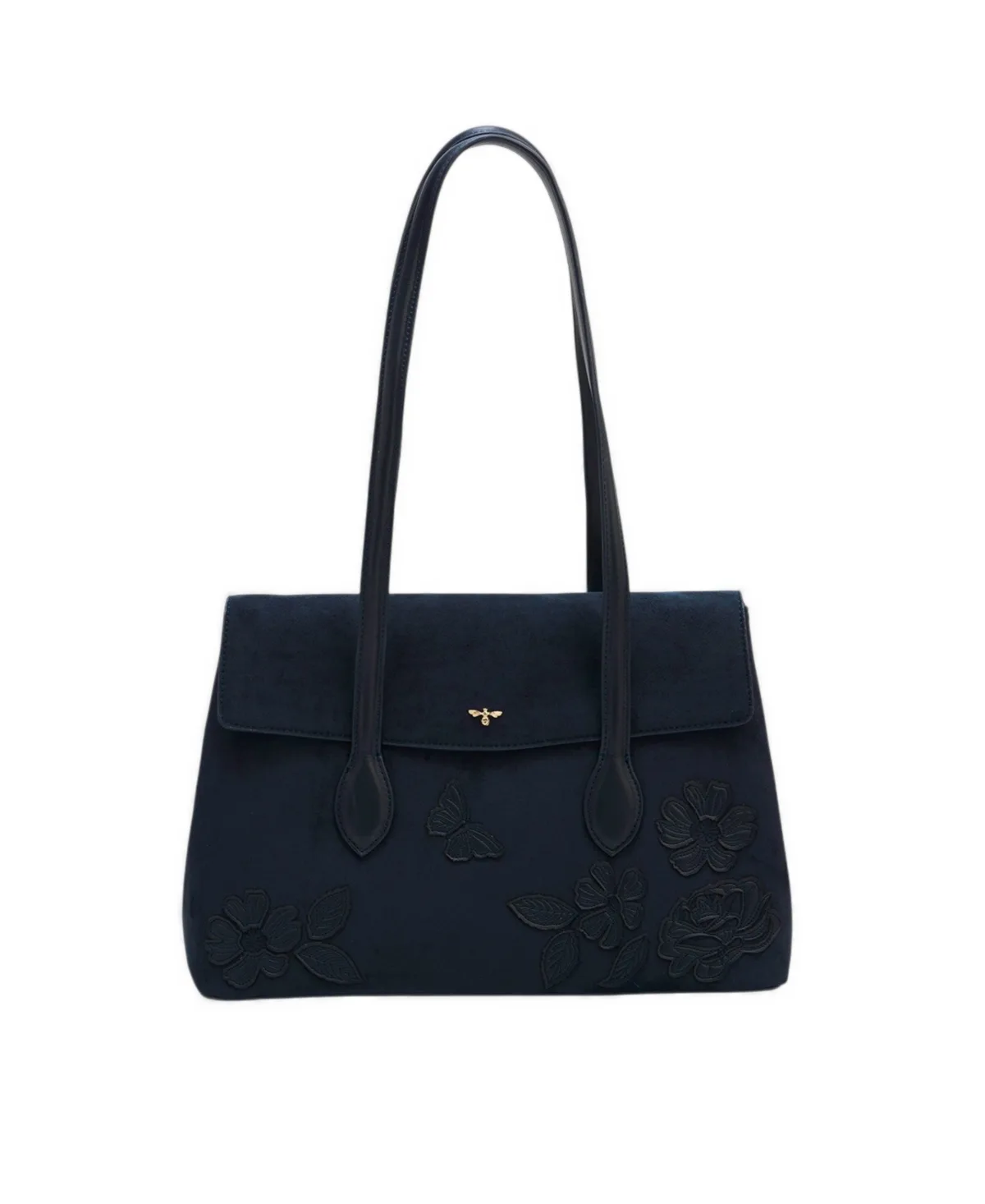 Romilly Floral Applique Faux Suede Shoulder Bag by Fable England