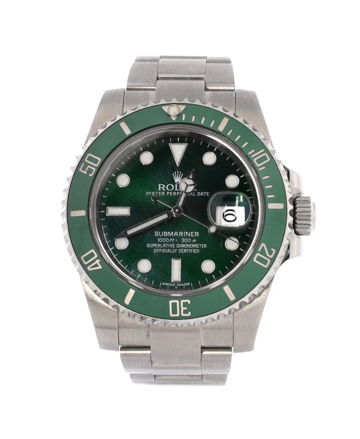 Pre-Owned Rolex Automatic Submariner Hulk Water-Resistant Date Stainless Steel Watch, 40mm by Pre Owned Rolex
