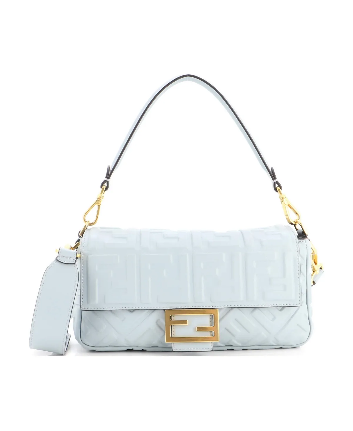 Pre-Owned Medium Baguette Nm Bag Zucca Embossed Leather by FENDI