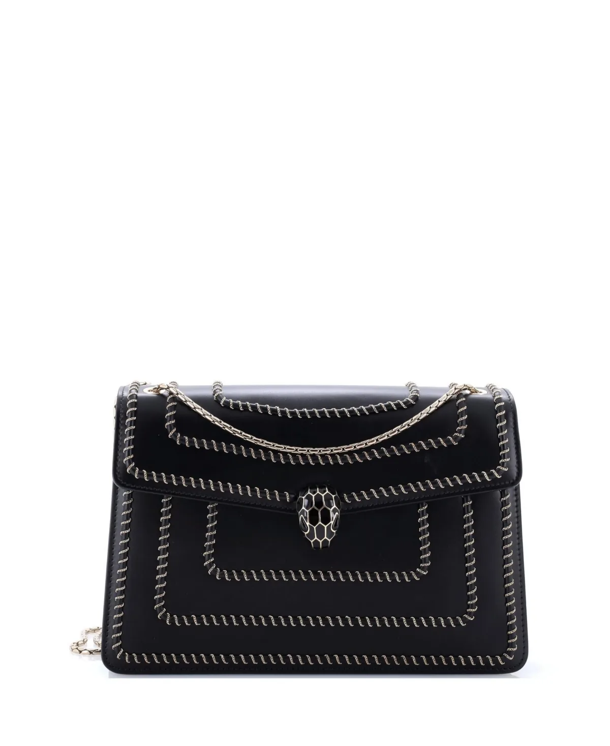Pre-Owned Bvlgari Serpenti Forever Embellished Medium Leather Shoulder Bag by BVLGARI