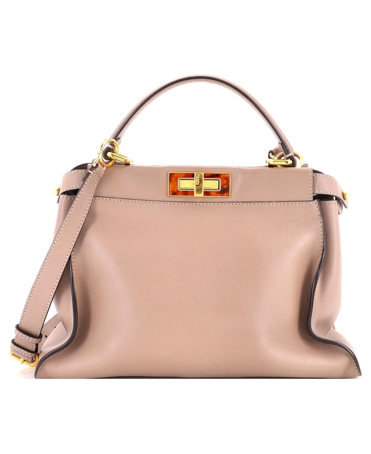 Pre-Owned Fendi Regular Peekaboo Bag Leather with Tortoise Detail