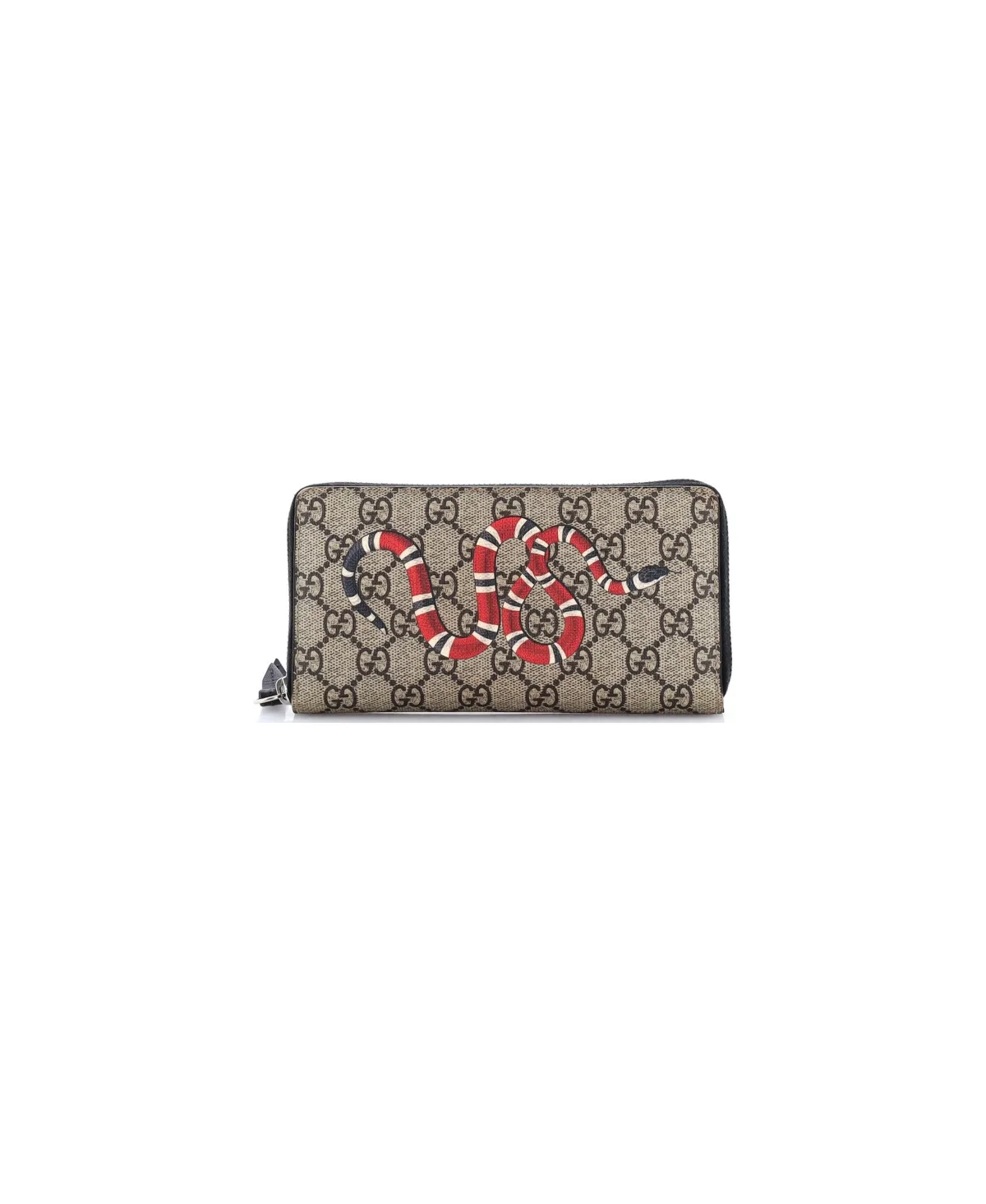 Pre-Owned Zip Around Wallet Printed Gg Coated Canvas by Gucci