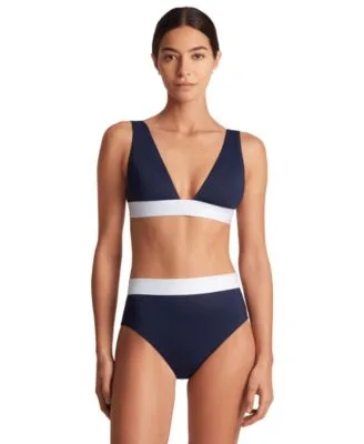 Banded Modern V Neck Bikini Top High Waisted Bikini Bottoms by Ralph Lauren