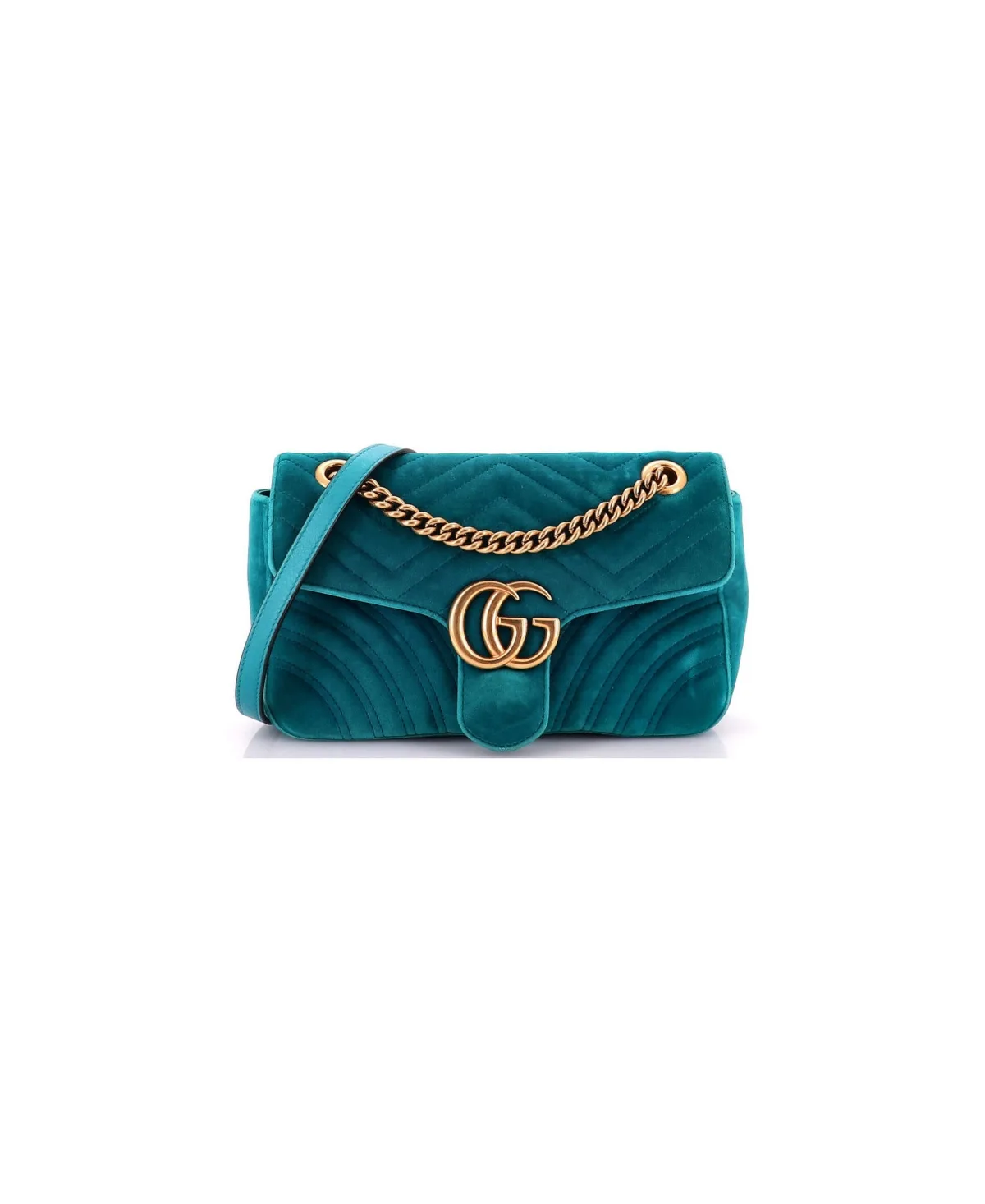 Pre-Owned Gucci Small Gg Marmont Flap Bag Matelasse Velvet by Gucci
