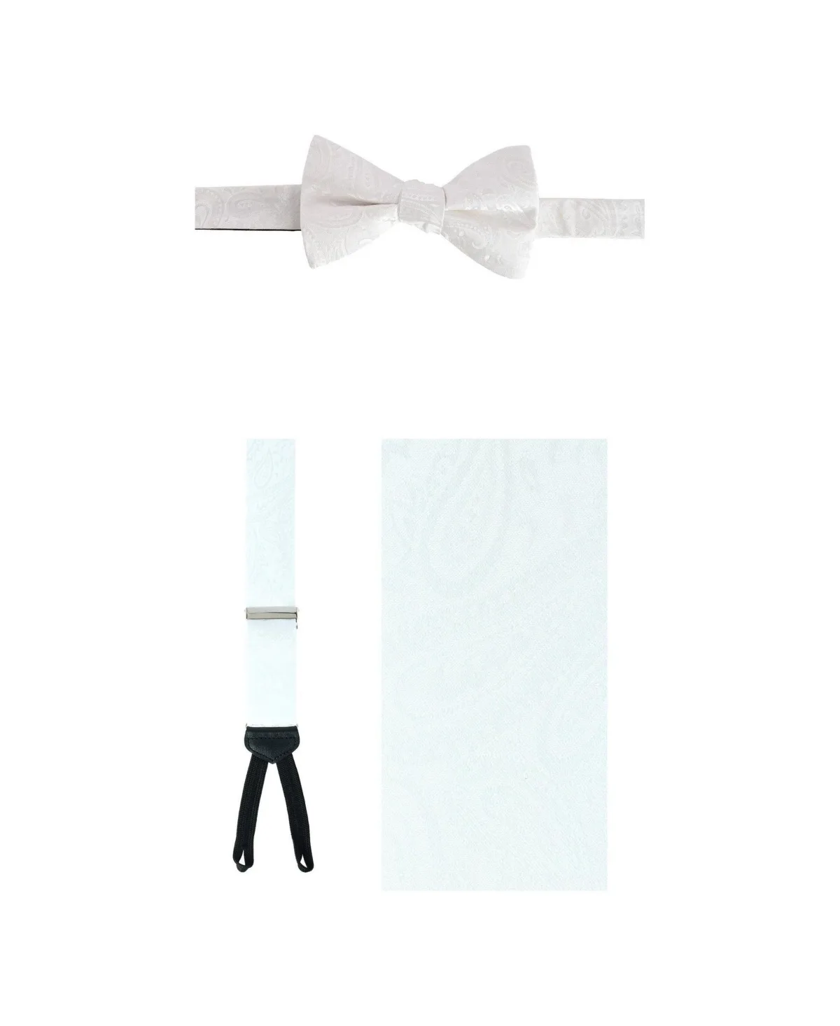 Banbury Paisley Y-Back Adjustable Silk Suspenders and Bow Tie, 2-Piece Set