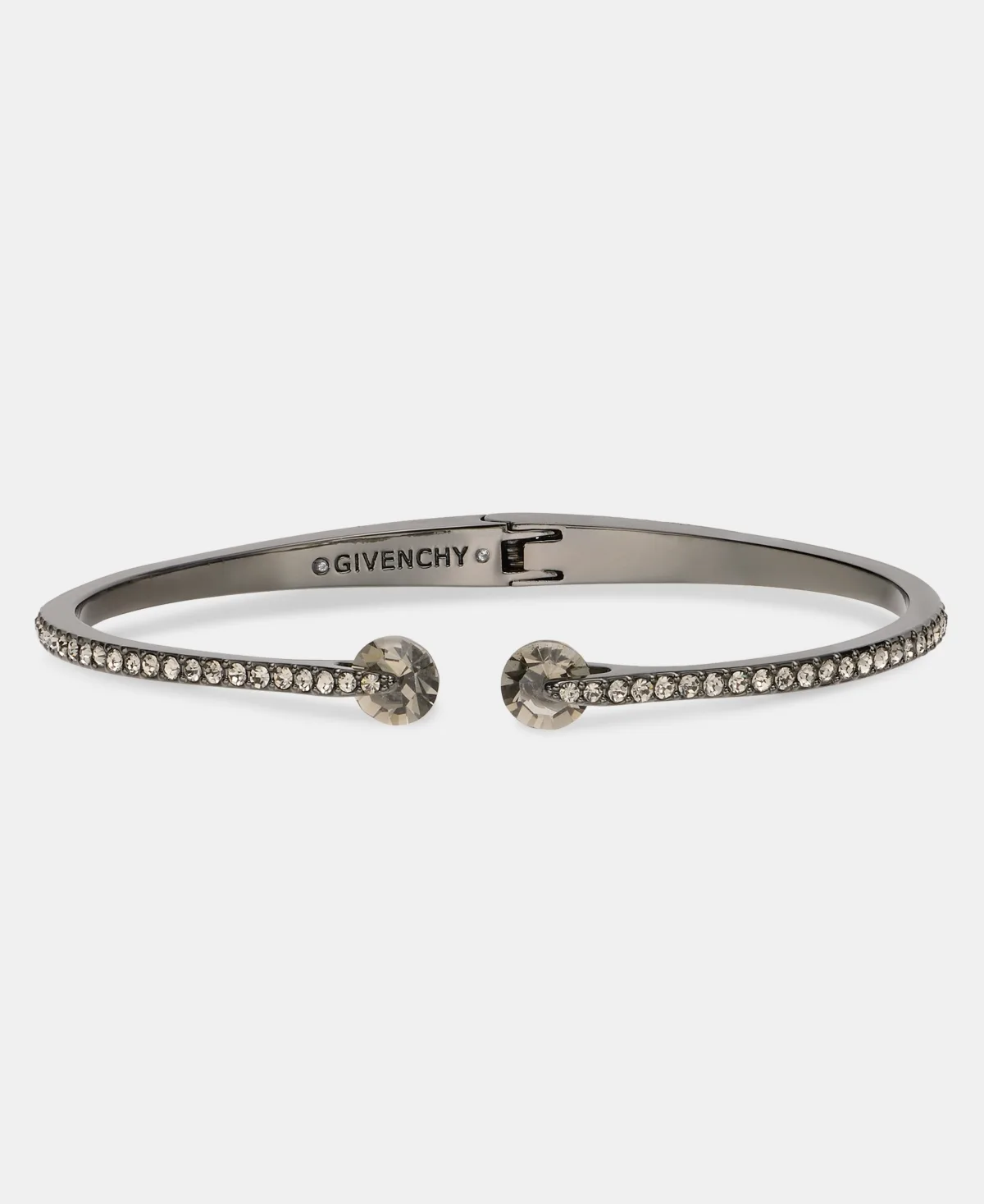 Glass Crystal/Gunmetal-Tone Open Pave Cuff Bracelet