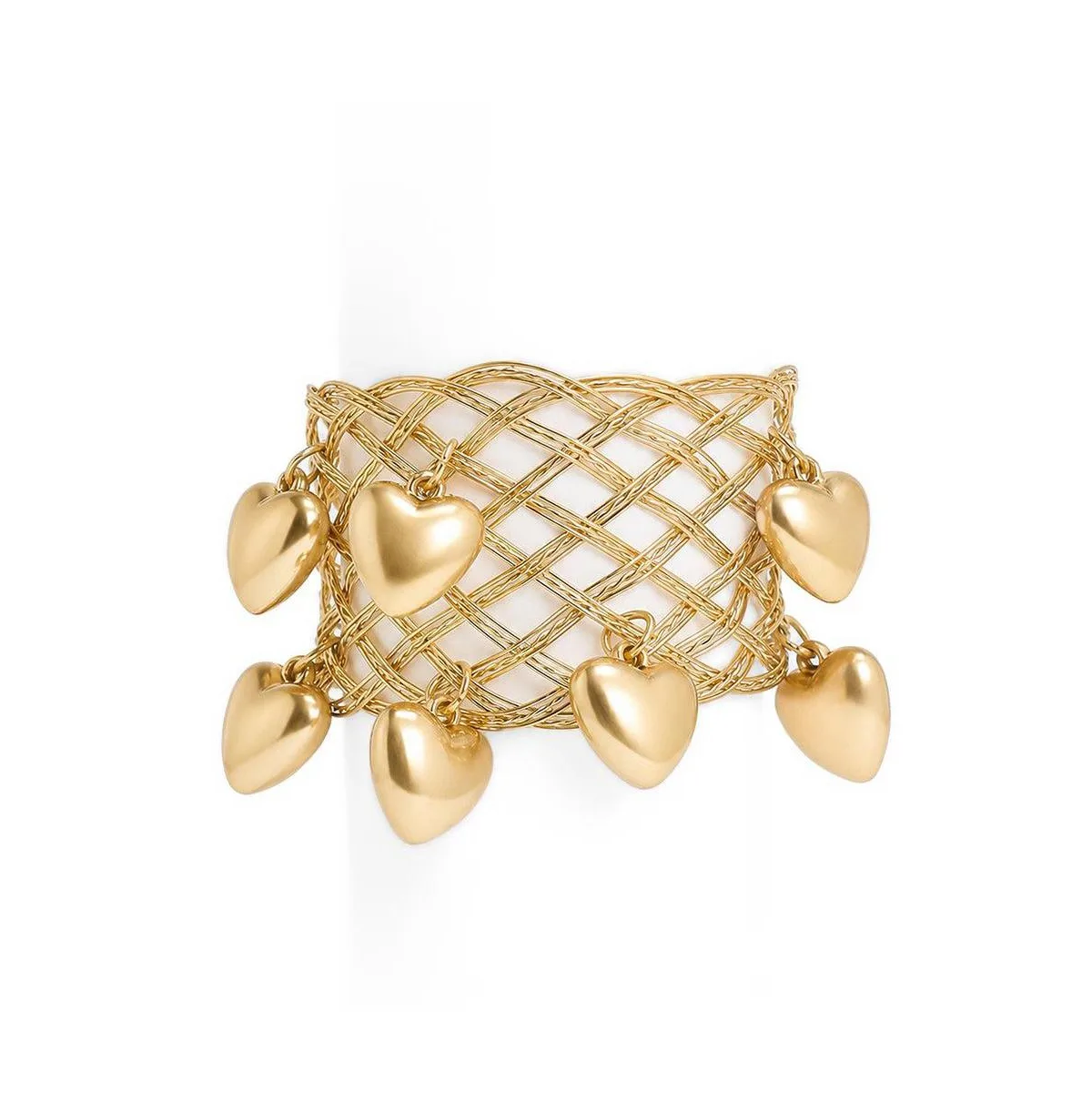 Gold-Tone Heart Charm Woven Cuff Bracelet by Sohi