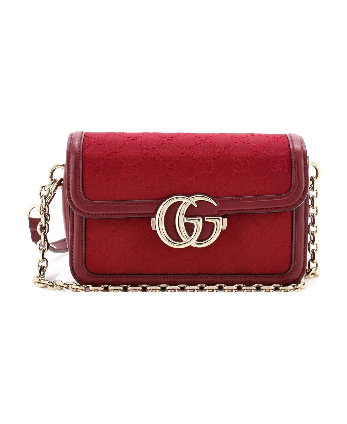 Pre-Owned Small Go Shoulder Bag Gg Canvas with Leather
