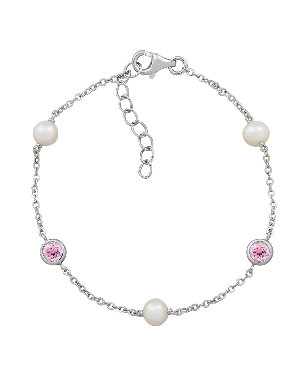 Cultured Freshwater Pearl (5-5.5mm) & White Cubic Zirconia (9/10 ct. t.w.) Bracelet in Sterling Silver