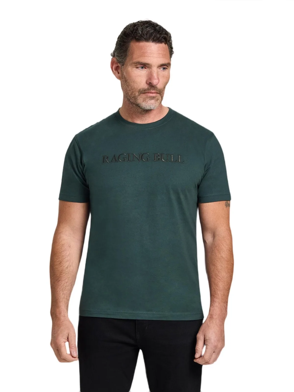 Embroidered Classic-Fit Crewneck T-Shirt by Raging Bull