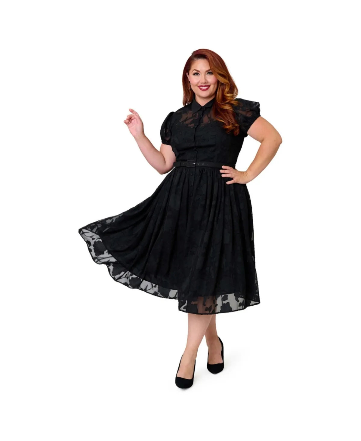 1950s Short Sleeve Collared Hollie Swing Dress by Unique Vintage