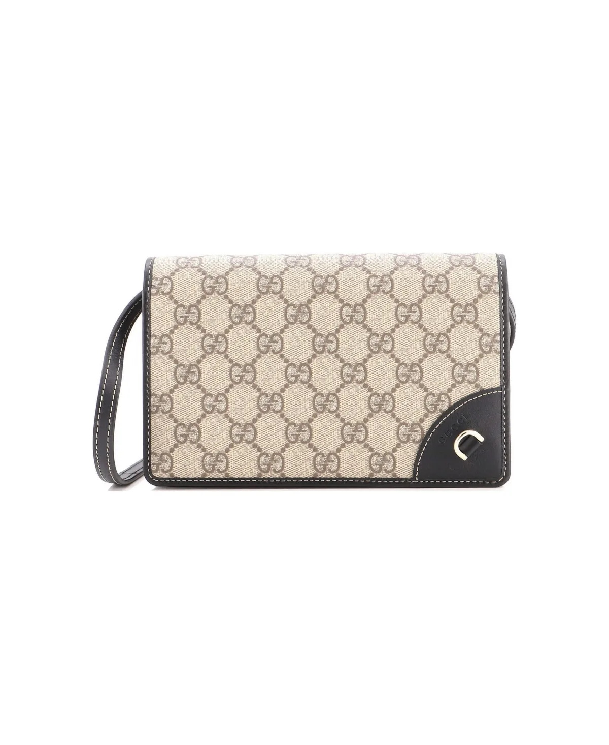 Pre-Owned Emblem Wallet on Strap Gg Coated Canvas by Gucci