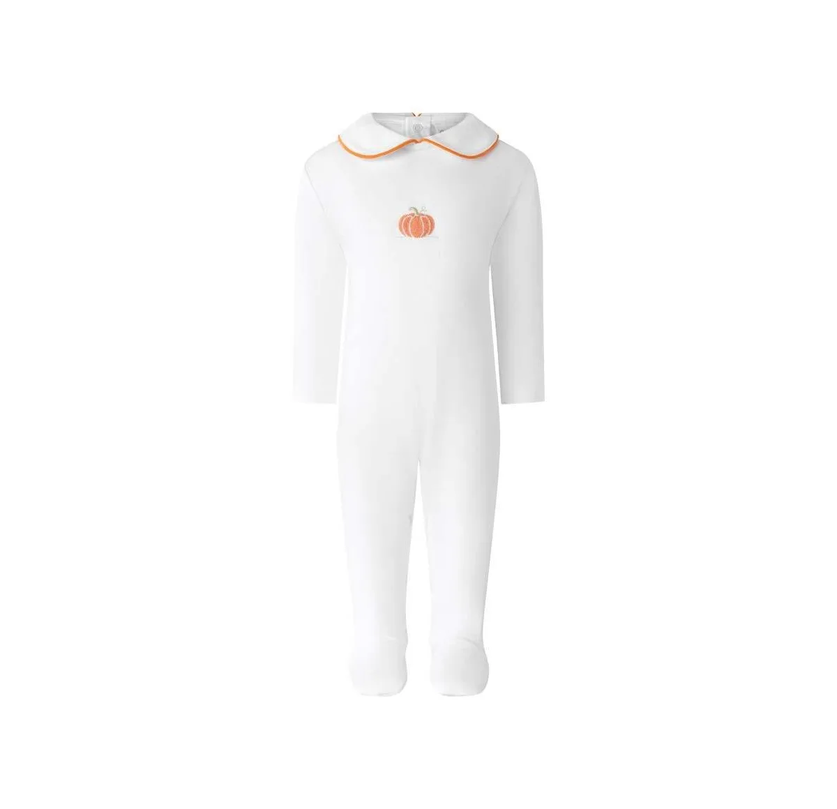 Pumpkin-Embroidered Pima Cotton Footie by Rachel Riley