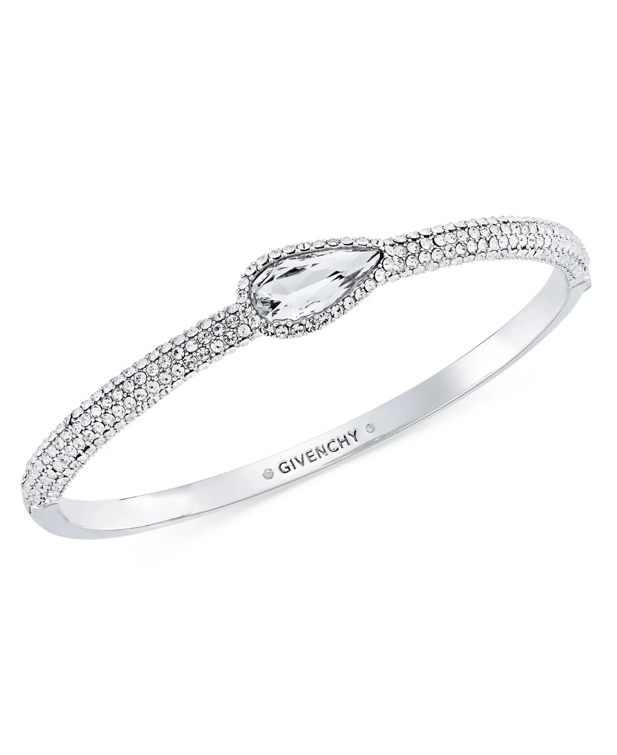 Crystal Metal-Tone Pear Stone Bangle Bracelet