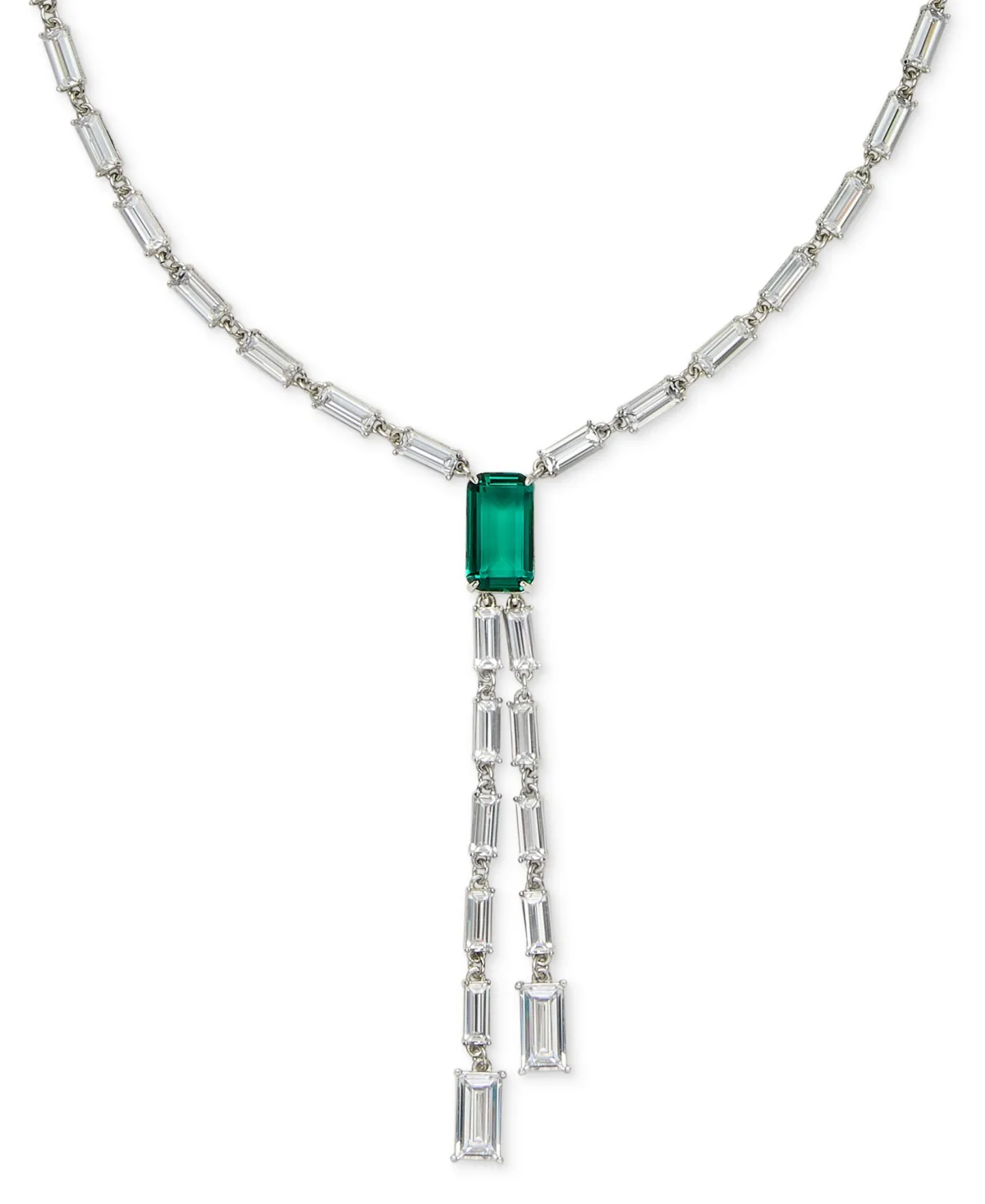 Lauren Ralph Lauren Silver-Tone Cubic Zirconia Baguette Y-Neck Necklace by Ralph Lauren